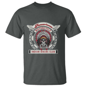 Native American Indian Chief Skull Motorcycle Headdress T Shirt TS14 Dark Heather Print Your Wear