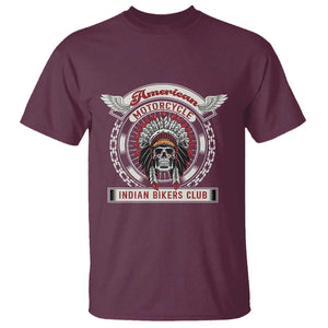 Native American Indian Chief Skull Motorcycle Headdress T Shirt TS14 Maroon Print Your Wear