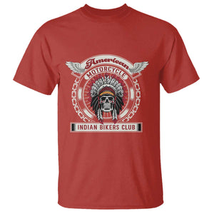 Native American Indian Chief Skull Motorcycle Headdress T Shirt TS14 Red Print Your Wear