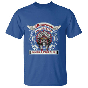 Native American Indian Chief Skull Motorcycle Headdress T Shirt TS14 Royal Blue Print Your Wear