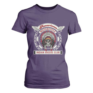 Native American Indian Chief Skull Motorcycle Headdress T Shirt For Women TS14 Purple Print Your Wear