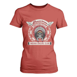 Native American Indian Chief Skull Motorcycle Headdress T Shirt For Women TS14 Red Print Your Wear