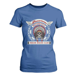 Native American Indian Chief Skull Motorcycle Headdress T Shirt For Women TS14 Royal Blue Print Your Wear
