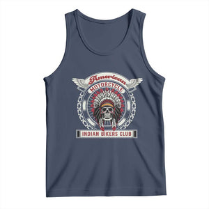Native American Indian Chief Skull Motorcycle Headdress Tank Top TS14 Navy Print Your Wear