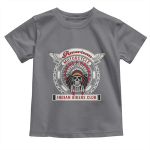 Native American Indian Chief Skull Motorcycle Headdress Toddler T Shirt TS14 Charcoal Print Your Wear