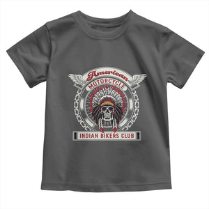 Native American Indian Chief Skull Motorcycle Headdress Toddler T Shirt TS14 Dark Heather Print Your Wear
