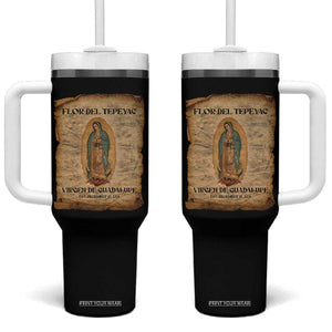 Virgin Mary Tumbler With Handle Our Lady Virgen De Guadalupe TS14 One Size: 40 oz Black Print Your Wear