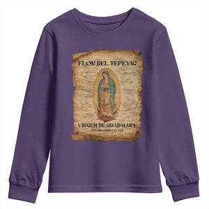 Virgin Mary Youth Sweatshirt Our Lady Virgen De Guadalupe TS14 Purple Print Your Wear