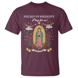 Virgin Mary T Shirt Our Lady Of Guadalupe Pray For Us TS14 Maroon Print Your Wear