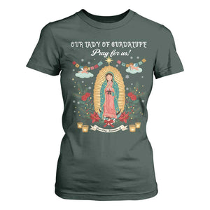 Virgin Mary T Shirt For Women Our Lady Of Guadalupe Pray For Us TS14 Dark Forest Green Print Your Wear
