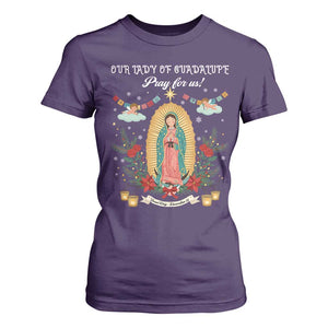 Virgin Mary T Shirt For Women Our Lady Of Guadalupe Pray For Us TS14 Purple Print Your Wear