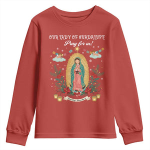 Virgin Mary Youth Sweatshirt Our Lady Of Guadalupe Pray For Us TS14 Red Print Your Wear