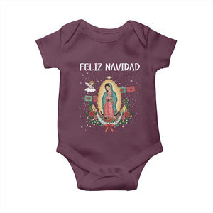 Our Lady of Guadalupe Christmas Baby Onesie Feliz Navidad TS14 Maroon Print Your Wear
