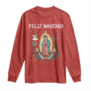 Our Lady of Guadalupe Christmas Long Sleeve Shirt Feliz Navidad TS14 Red Print Your Wear