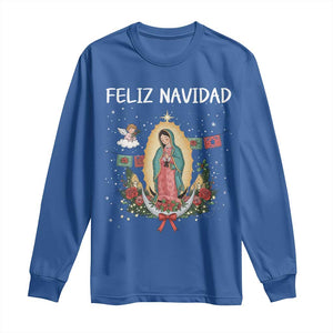 Our Lady of Guadalupe Christmas Long Sleeve Shirt Feliz Navidad TS14 Royal Blue Print Your Wear