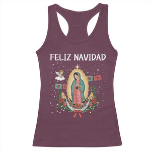 Our Lady of Guadalupe Christmas Racerback Tank Top Feliz Navidad TS14 Maroon Print Your Wear