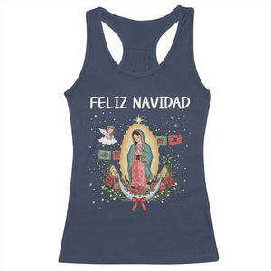 Our Lady of Guadalupe Christmas Racerback Tank Top Feliz Navidad TS14 Navy Print Your Wear