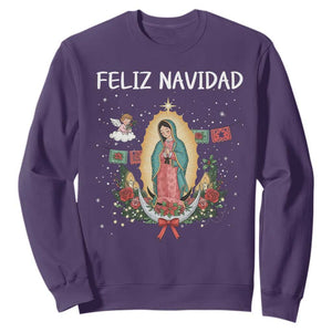 Our Lady of Guadalupe Christmas Sweatshirt Feliz Navidad TS14 Purple Print Your Wear