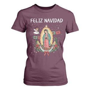 Our Lady of Guadalupe Christmas T Shirt For Women Feliz Navidad TS14 Maroon Print Your Wear