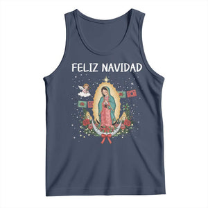 Our Lady of Guadalupe Christmas Tank Top Feliz Navidad TS14 Navy Print Your Wear