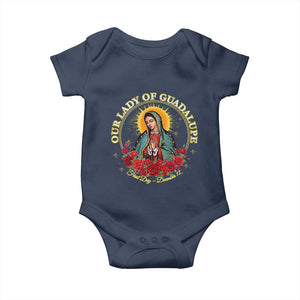 Virgen De Guadalupe Catholic Baby Onesie Our Lady Of Guadalupe TS14 Navy Print Your Wear