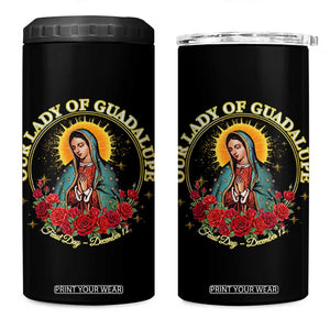 Virgen De Guadalupe Catholic 4 in 1 Can Cooler Tumbler Our Lady Of Guadalupe TS14 One Size: 16 oz Black Print Your Wear