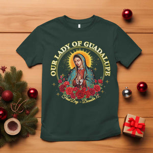 Virgen De Guadalupe Catholic T Shirt Our Lady Of Guadalupe TS14 Dark Forest Green Print Your Wear