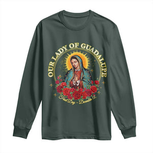 Virgen De Guadalupe Catholic Long Sleeve Shirt Our Lady Of Guadalupe TS14 Dark Forest Green Print Your Wear