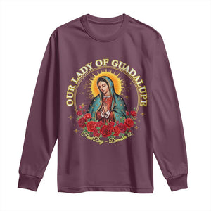 Virgen De Guadalupe Catholic Long Sleeve Shirt Our Lady Of Guadalupe TS14 Maroon Print Your Wear