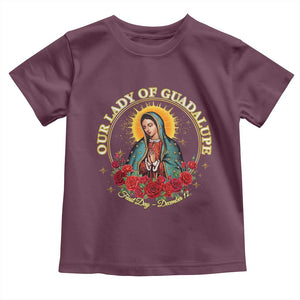 Virgen De Guadalupe Catholic Toddler T Shirt Our Lady Of Guadalupe TS14 Maroon Print Your Wear