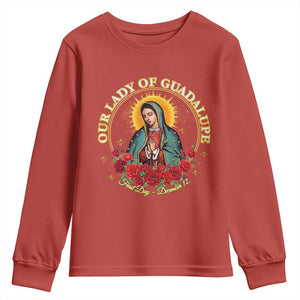 Virgen De Guadalupe Catholic Youth Sweatshirt Our Lady Of Guadalupe TS14 Red Print Your Wear