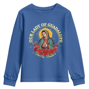 Virgen De Guadalupe Catholic Youth Sweatshirt Our Lady Of Guadalupe TS14 Royal Blue Print Your Wear