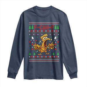 Funny Trump Chicken F Caw F Christmas Long Sleeve Shirt TS14 Navy Print Your Wear