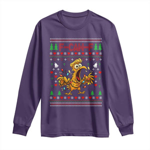 Funny Trump Chicken F Caw F Christmas Long Sleeve Shirt - Print Your Wear