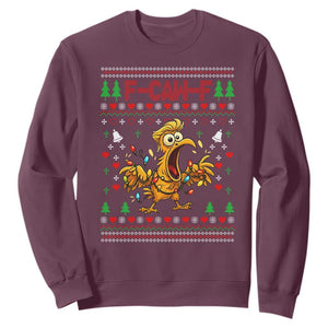 Funny Trump Chicken F Caw F Christmas Sweatshirt TS14 Maroon Print Your Wear