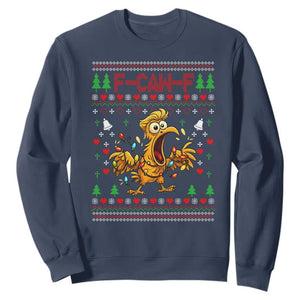 Funny Trump Chicken F Caw F Christmas Sweatshirt TS14 Navy Print Your Wear
