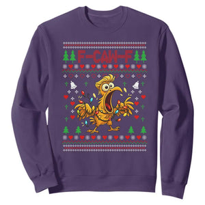Funny Trump Chicken F Caw F Christmas Sweatshirt - Print Your Wear