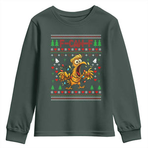 Funny Trump Chicken F Caw F Christmas Youth Sweatshirt TS14 Dark Forest Green Print Your Wear