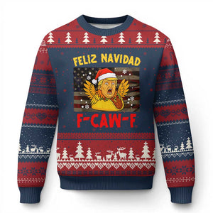 Funny Taco Trump F-Caw-F Xmas Ugly Christmas Sweater Feliz Navidad - Print Your Wear