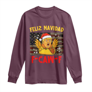 Funny Taco Trump F-Caw-F Christmas Long Sleeve Shirt Feliz Navidad - Print Your Wear