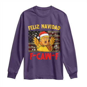 Funny Taco Trump F-Caw-F Christmas Long Sleeve Shirt Feliz Navidad - Print Your Wear