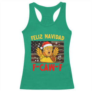 Funny Taco Trump F-Caw-F Christmas Racerback Tank Top Feliz Navidad - Print Your Wear