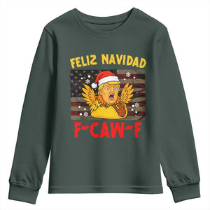 Funny Taco Trump F-Caw-F Christmas Youth Sweatshirt Feliz Navidad - Print Your Wear