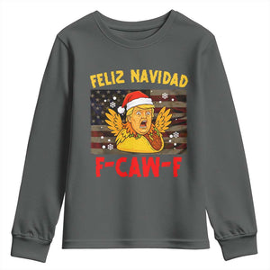 Funny Taco Trump F-Caw-F Christmas Youth Sweatshirt Feliz Navidad - Print Your Wear