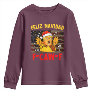 Funny Taco Trump F-Caw-F Christmas Youth Sweatshirt Feliz Navidad - Print Your Wear