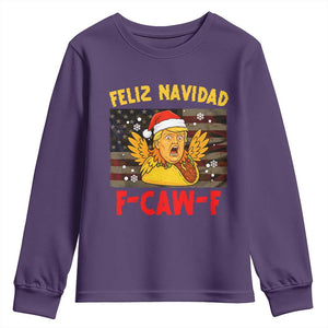 Funny Taco Trump F-Caw-F Christmas Youth Sweatshirt Feliz Navidad - Print Your Wear