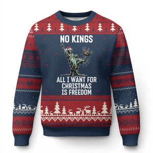 No Kings Ugly Christmas Sweater All I Want For Xmas Is Freedom - Print Your Wear
