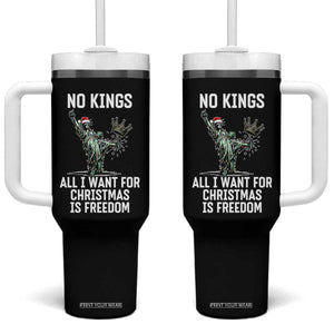 No Kings Tumbler With Handle All I Want For Christmas Is Freedom TS14 One Size: 40 oz Black Print Your Wear
