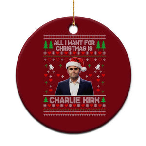 Charlie Kirk Xmas Ceramic Ornament Freedom Memorial Patriotic Christian Xmas TS14 1pc Red Print Your Wear