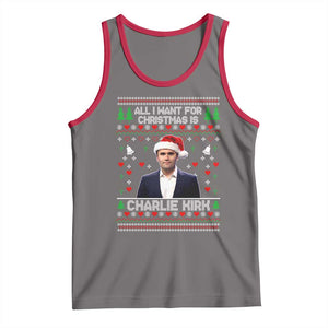 Charlie Kirk Christmas Tank Top Freedom Memorial Patriotic Christian Xmas TS14 Deep Heather Red Print Your Wear